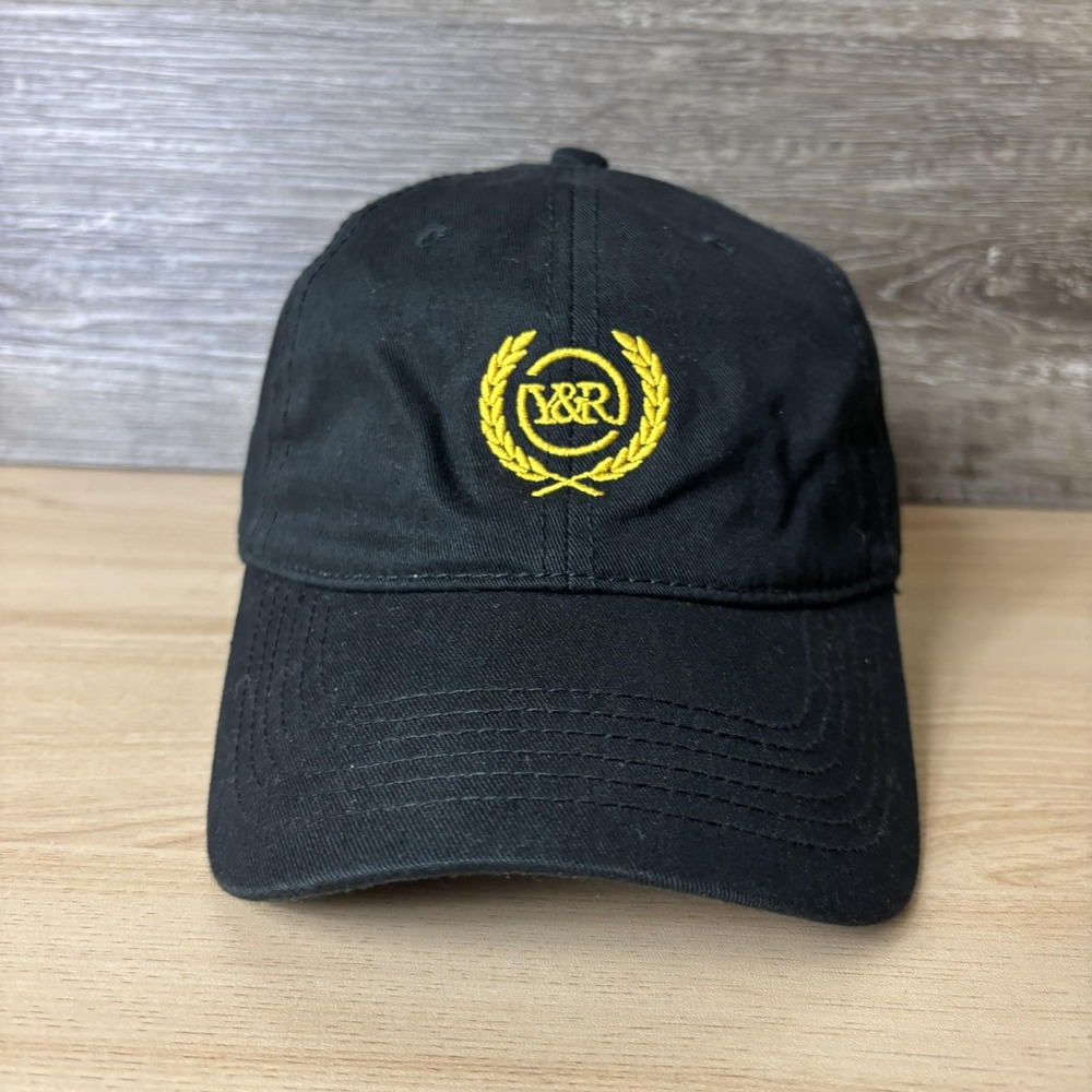 Young & Reckless Y&R Hat Cap Strap Back Black Yellow Embroidered Laurel Mens